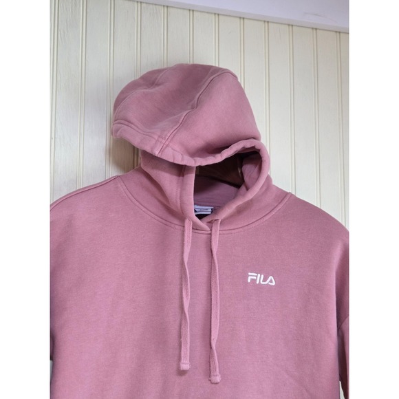 FILA Hoodie Womens XS Pink Pullover Drawstring Kangaroo Pocket Embroidered Logo - Picture 1 of 8
